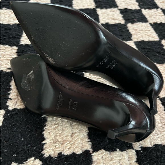 SAINT LAURENT black leather Anja 85 pointed toe pump heels 36.5 - Picture 7 of 8